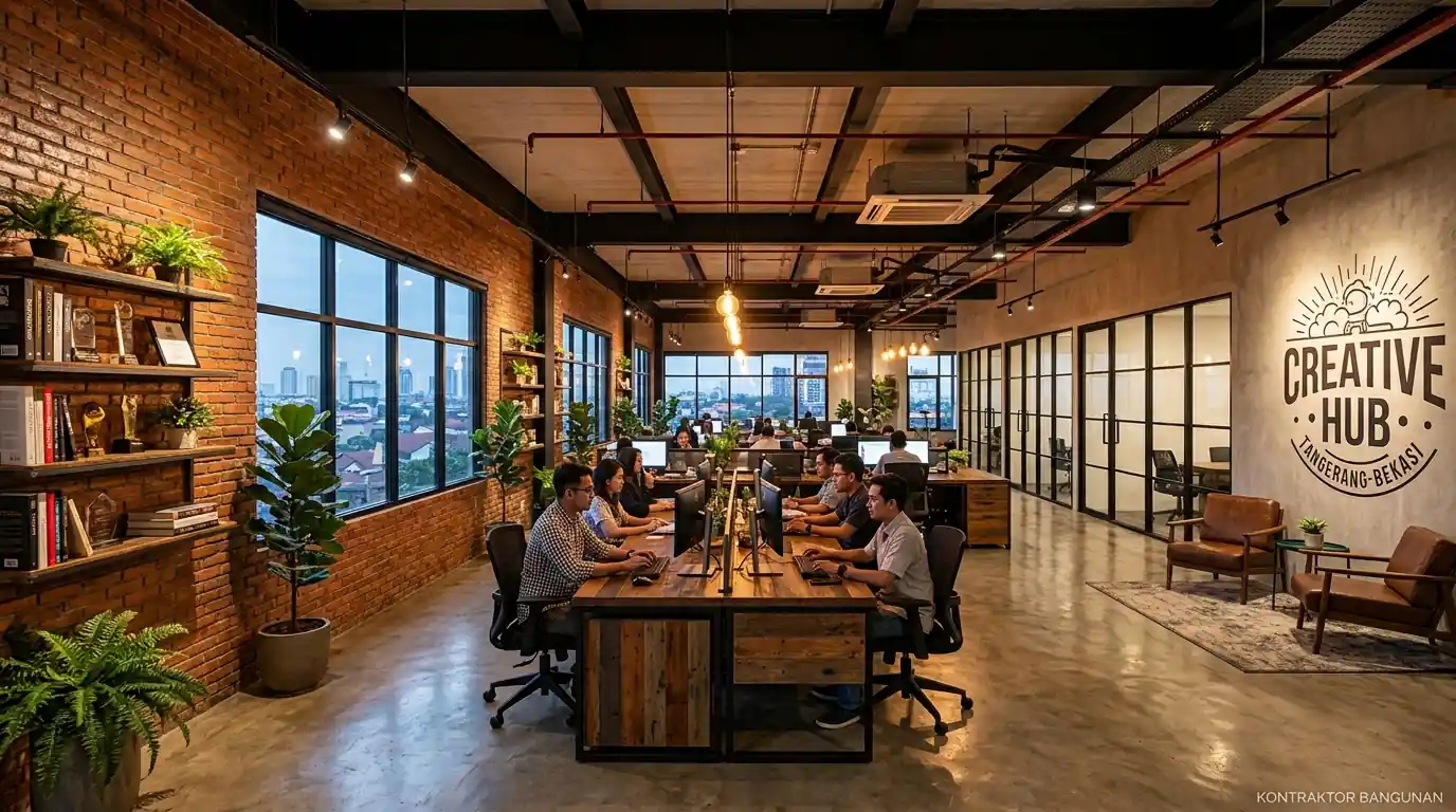 Pemasangan sekat ruangan kantor Bekasi dengan meja workstation ergonomis