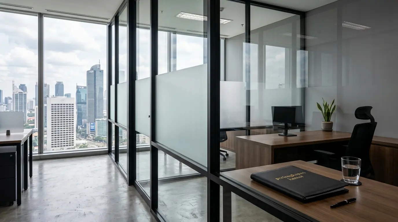 Layanan jasa pemasangan partisi kantor Jakarta berbahan aluminium dan kaca berkualitas