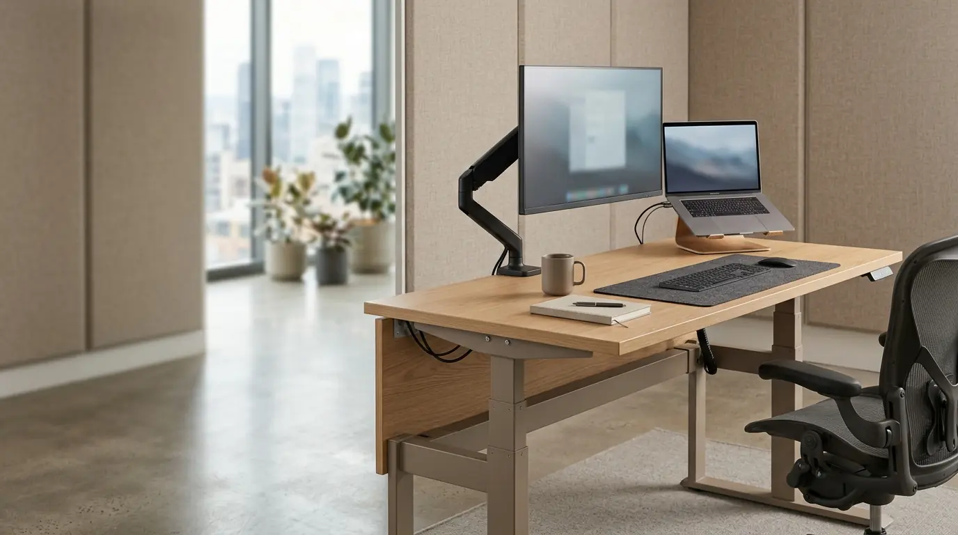 Diagram posisi siku 90 derajat saat menggunakan standing desk untuk postur ergonomis