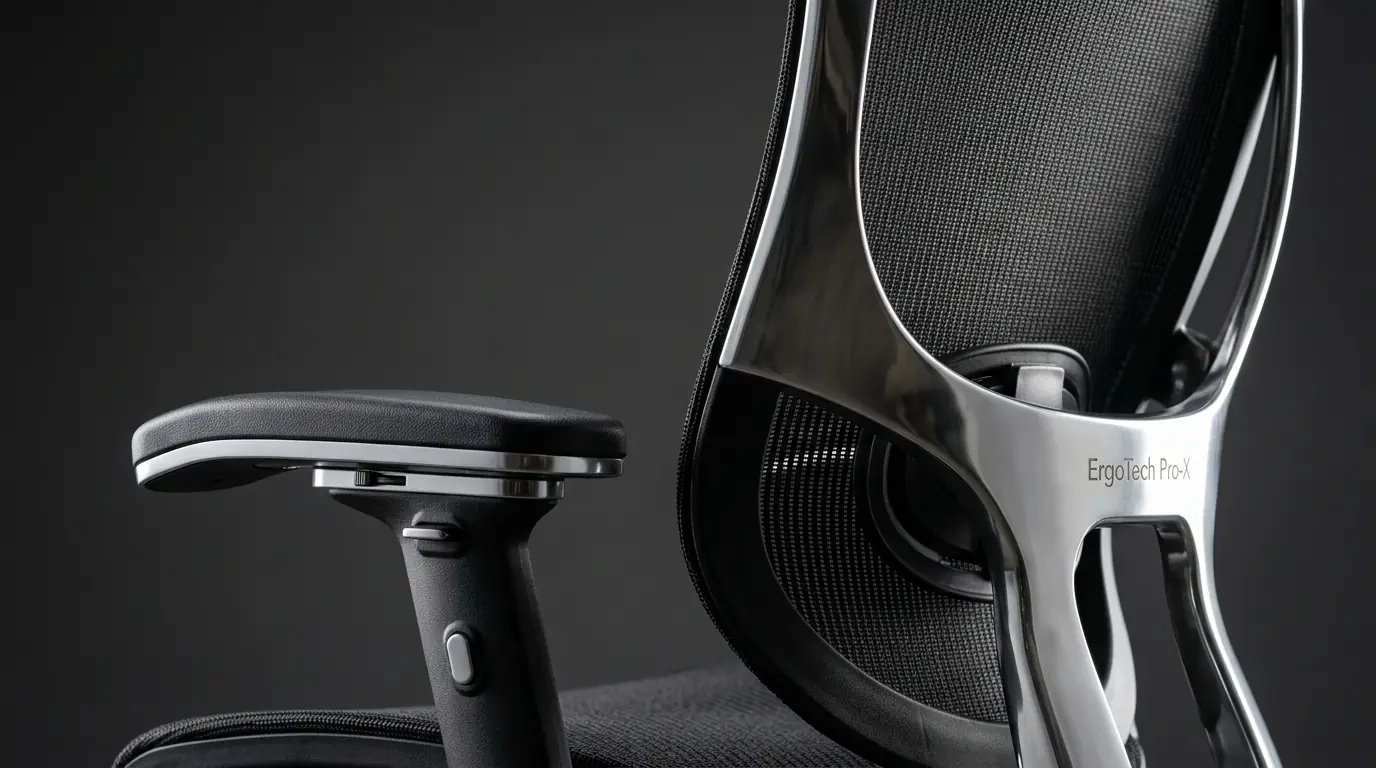 Detail fitur lumbar support adaptif dan mekanisme synchro tilt pada kursi ErgoTech Pro-X